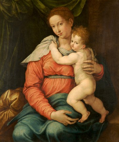 Vierge et Enfant devant un rideau vert - Girolamo Siciolante da Sermoneta